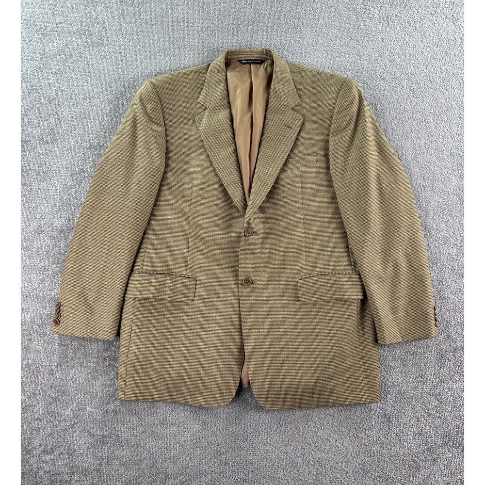 Coppley Suit Jacket Mens 40 S Beige Wool Houndstooth Ermenegildo Zegna Cloth
